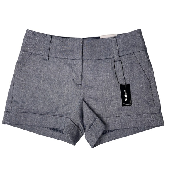 Express Pants - NWT Express Blue Midi Mid-Rise Shorts Size: 0